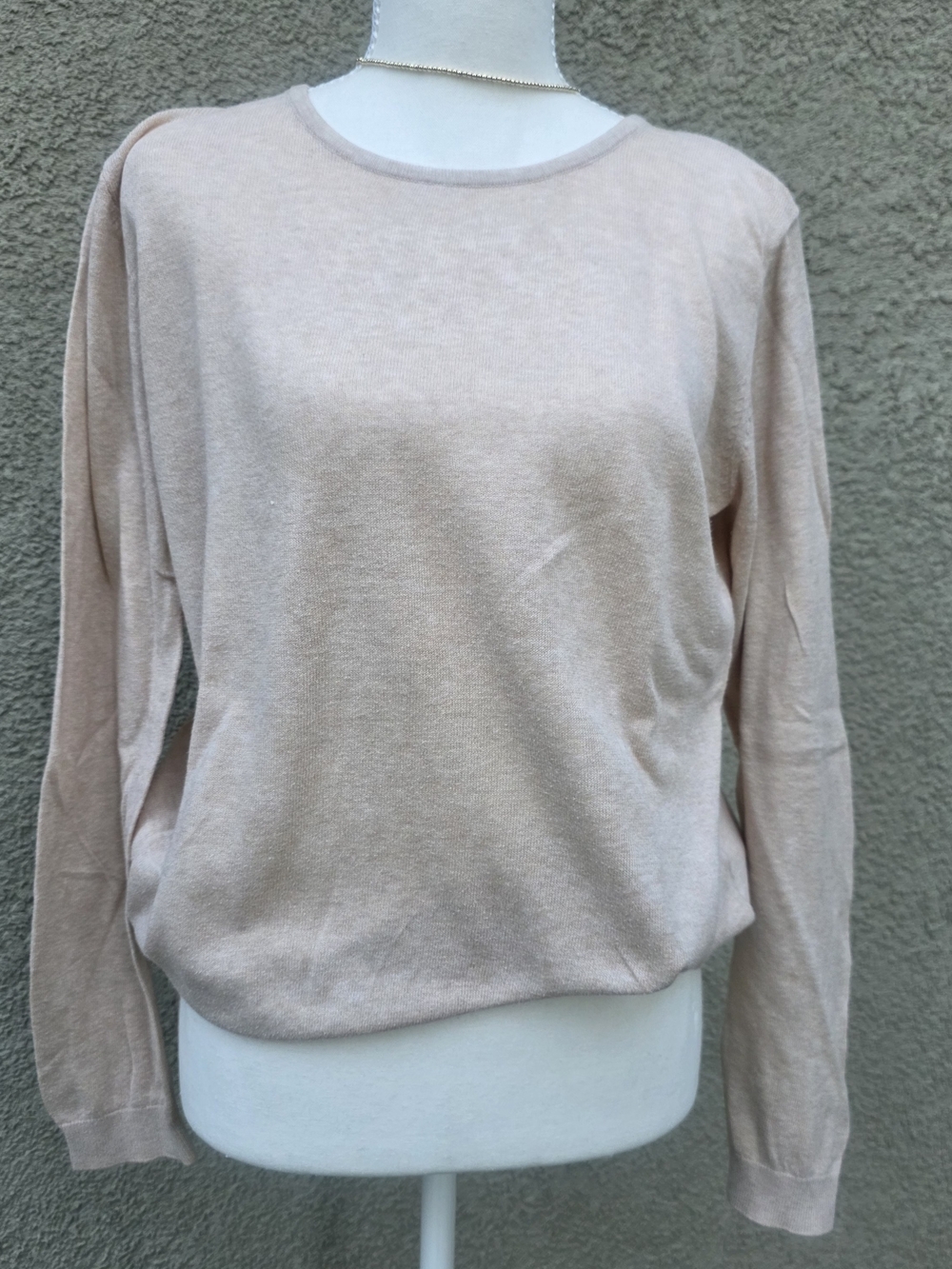 Laura Scott Women's Scoopneck Lightweight Sweater in Light Blush